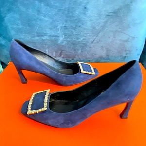 Roger  Viviere pumps dark navy blue with swarovski crystals